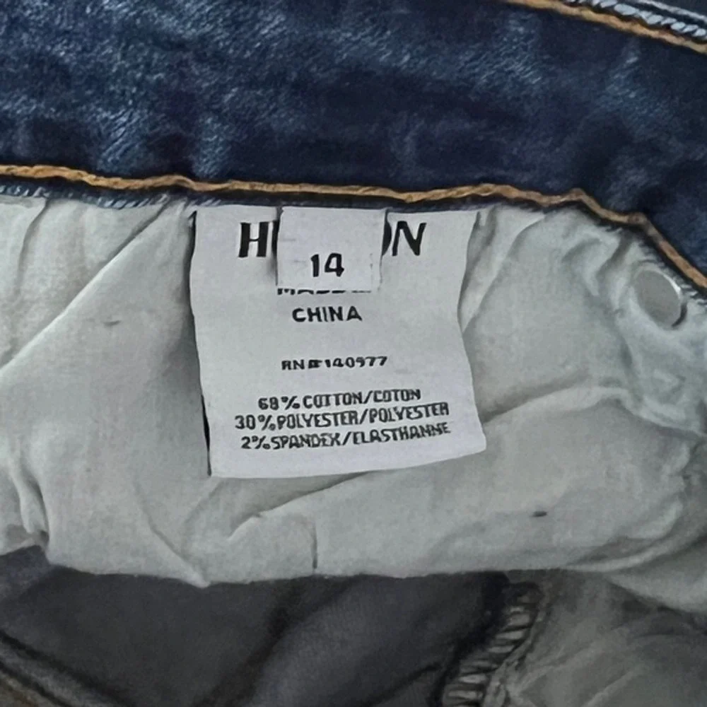 Hudson Jeans Girl Size 14 Blue Distressed Slim Fit Denim Pants Stretch Whiskered